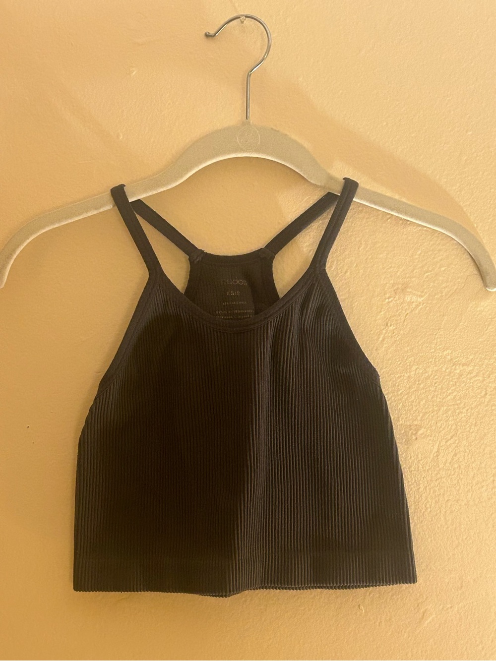 Ododos Dark Grey Ribbed Cropped Tank Top